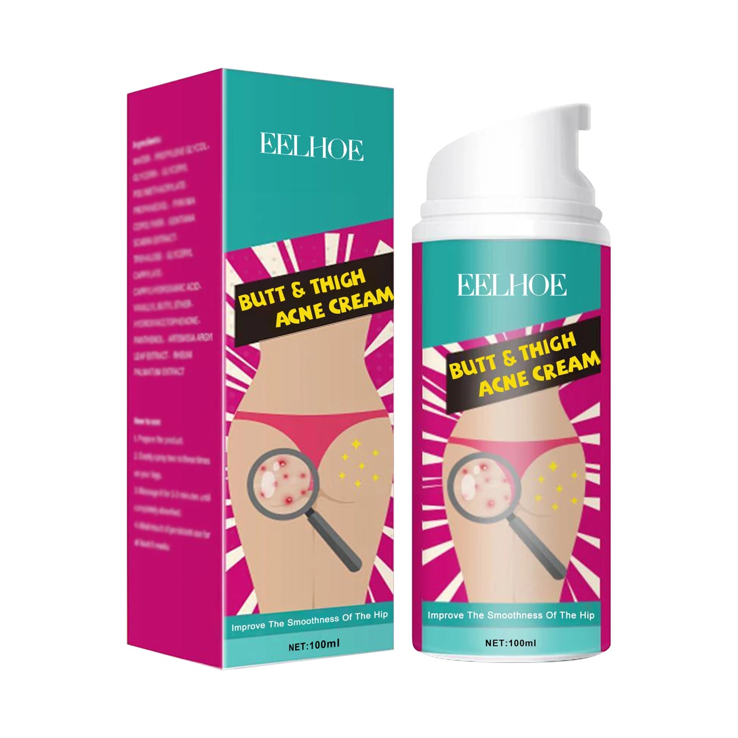 Butt Thigh Acne Cream Remove Pimples Moisturizing Clarifying Brightening Smoothing Skin Care Thigh Acne Removal Cream Peaceful Pleasures Health and Wellness 100ml Boxed