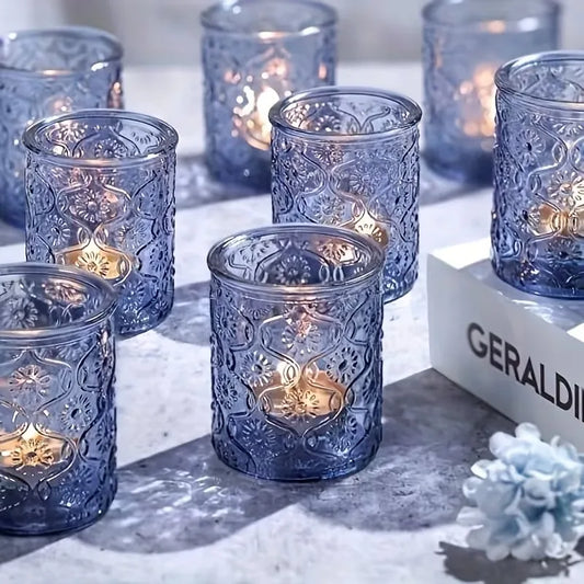 12-Pack Glass Candle Holders | Multicolor Table Decor & DIY Jars Glass Candle Holders Peaceful Pleasures Health and Wellness
