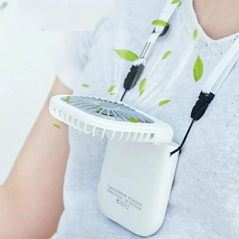 Mini Hanging Neck Fans Portable Folding USB Fans Mute Power Bank Portable Handheld Desktop Multi Function Peaceful Pleasures Health and Wellness
