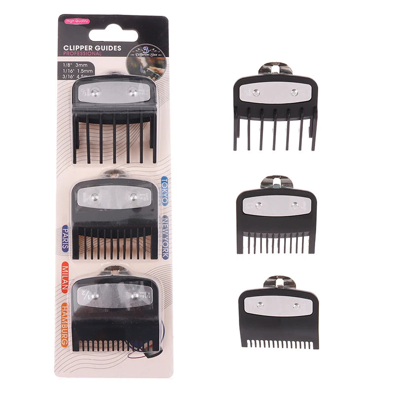 3Pcs Hair Clipper Guards Guide Combs Trimmer Cutting Guides Styling Tools Attachment Compatible 1.5mm 3mm 4.5mm Peaceful Pleasures Health and Wellness one size