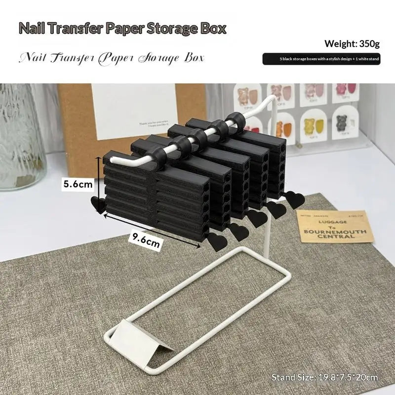 Nail Foil Storage Case Organizer Box For Transfer Paper Portable And Handy Display Stand For Salon Manicure Accessories Peaceful Pleasures Health and Wellness Black