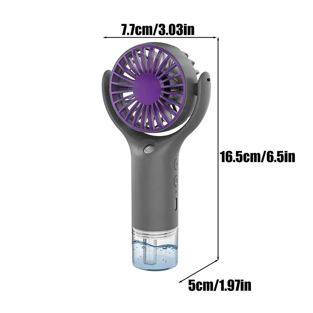 Portable Handheld Mist Fan – USB Rechargeable, 3-Speed