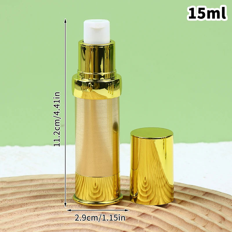 Refillable Airless Vacuum Pump Bottle 10ml 15ml 20ml | Gold Silver
