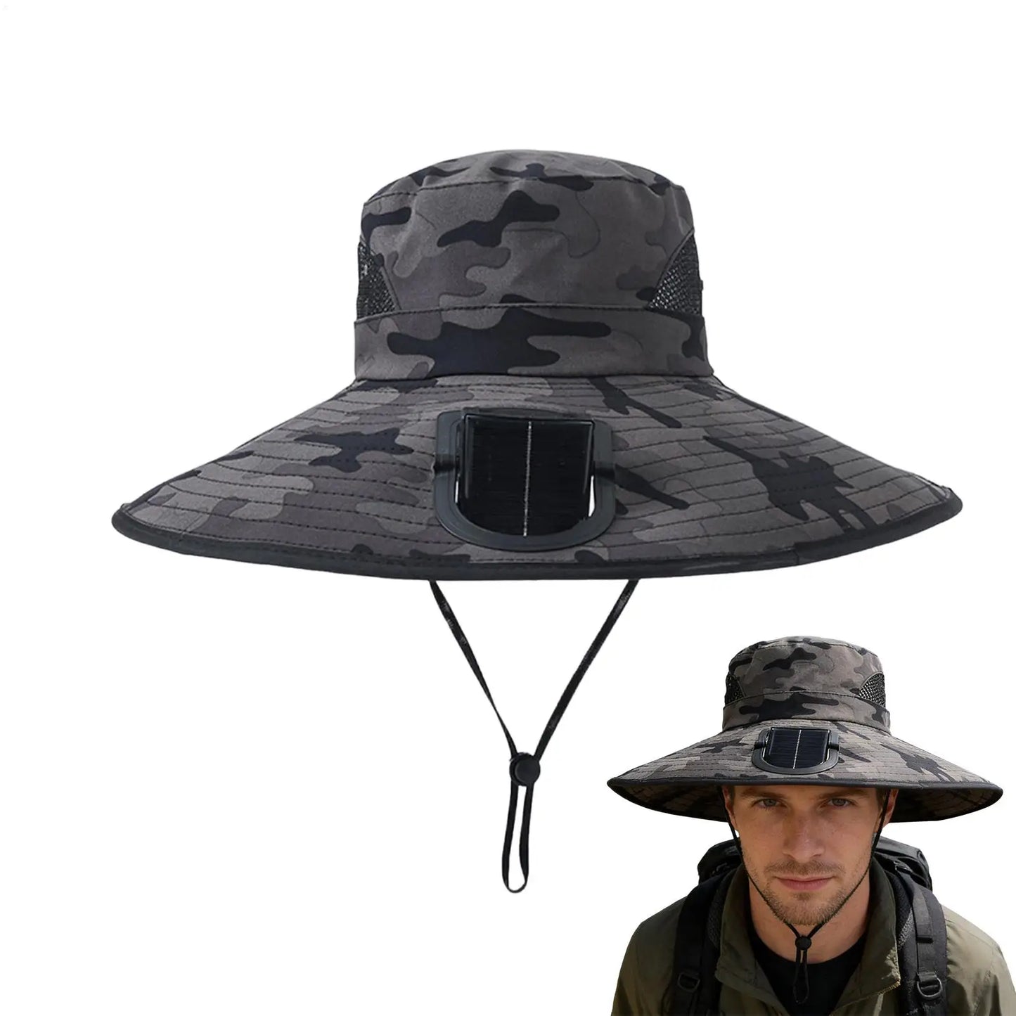 Solar Fan Fishing Hat – Wide Brim Sun Cap for Outdoors
