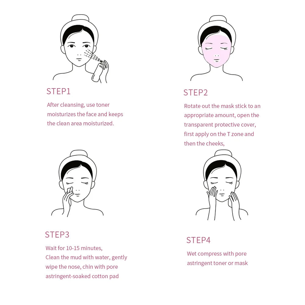 40g Face Clean Mask Rose/Green Tea Extract Cleansing Stick Deep Moisturizing Shrink Pores Blackhead Film Smear Oil Control Mask Peaceful Pleasures Health and Wellness