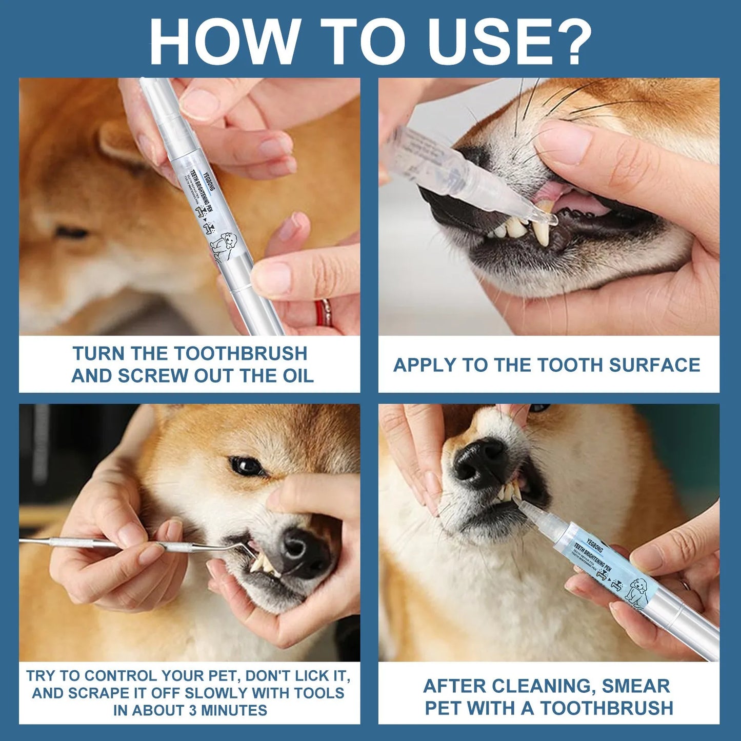 Pet Teeth Cleaning Pen – Tartar & Stain Remover Dogs & Cats