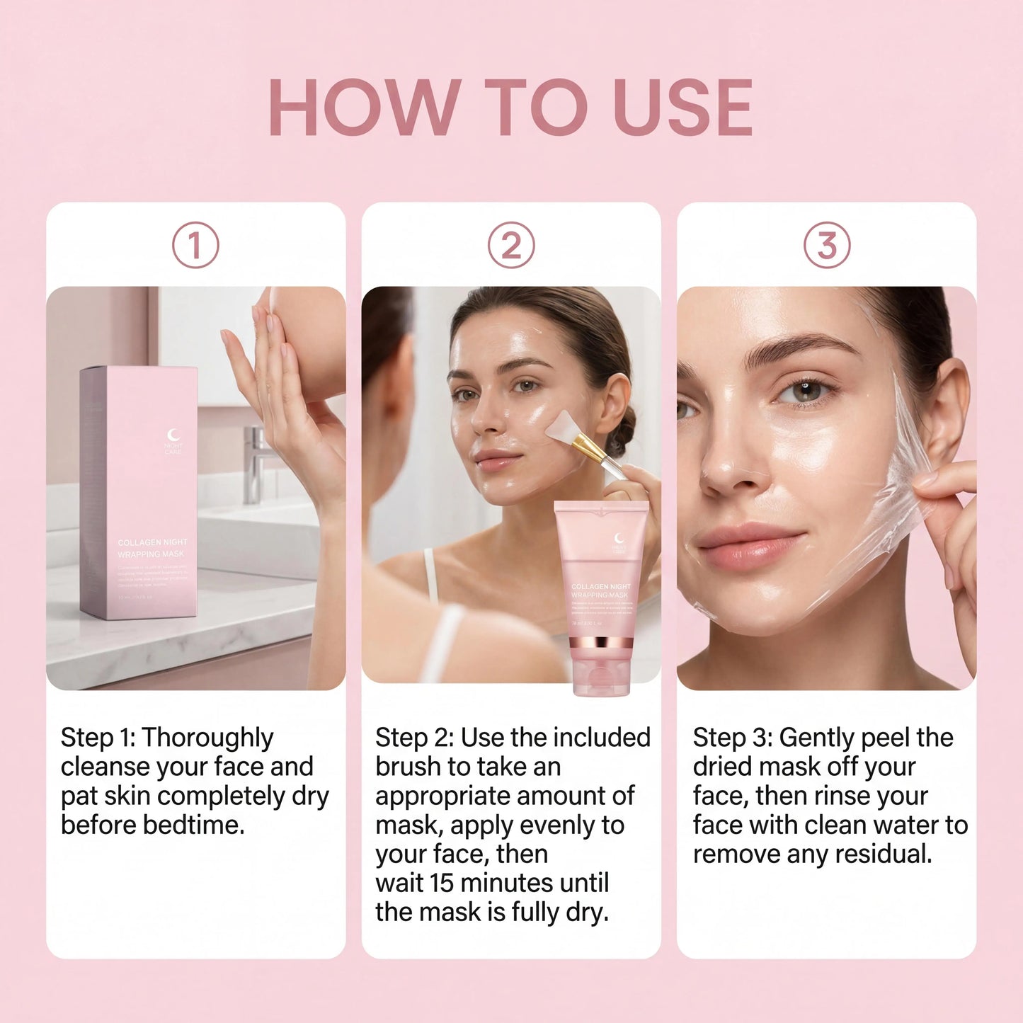 Nourishing Collagen Peel-Off Facial Mask Set for Skin Care Peaceful Pleasures Health and Wellness