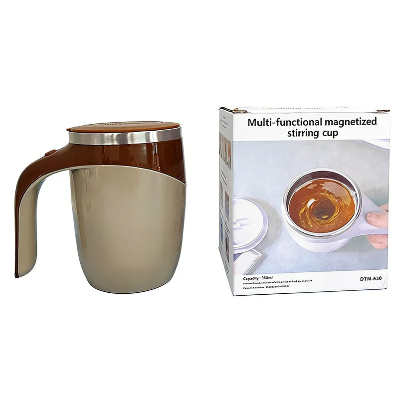 The travel automatic mixing cup - a portable rechargeable stainless steel rotating mixer for coffee and smoothie cups Peaceful Pleasures Health and Wellness Brown