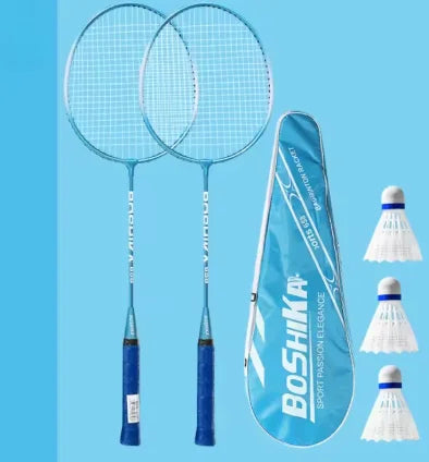 Badminton racket set, durable, elastic, anti breakage badminton set, professional level training badminton racket for students Peaceful Pleasures Health and Wellness blue