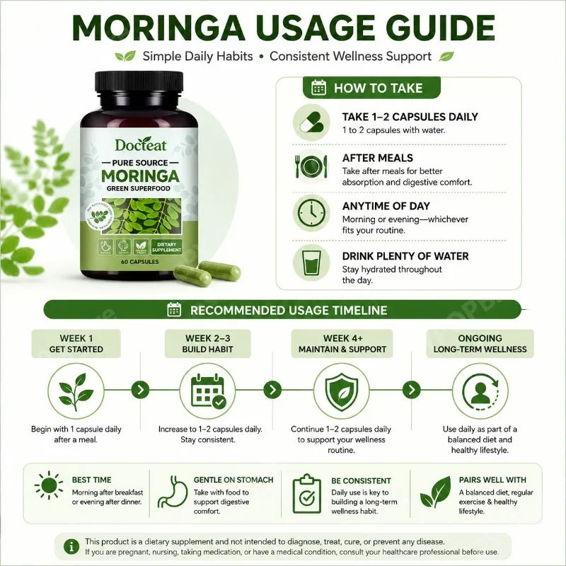 Docteat Moringa Intestinal Support Capsules | Dietary Fiber
