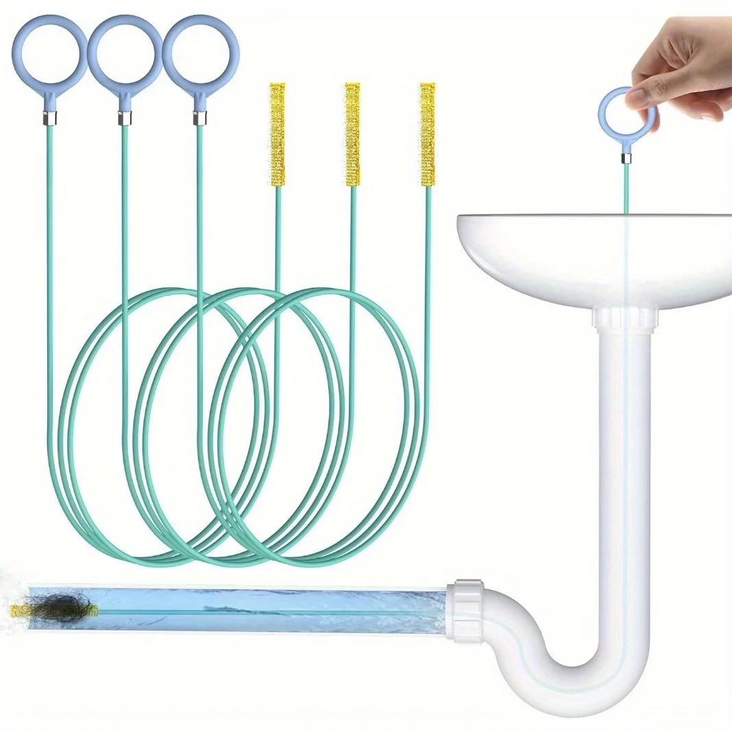 Drain Snake Hair Clog Remover – Metal & Nylon Sink Tool