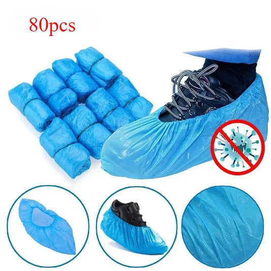 40-120pcs Disposable Waterproof Shoe Cover Plastic Non-slip Foot Cover Indoor PE Padded Overshoes Rain Mud-proof Shoe Cover Shoe Peaceful Pleasures Health and Wellness 80pcs