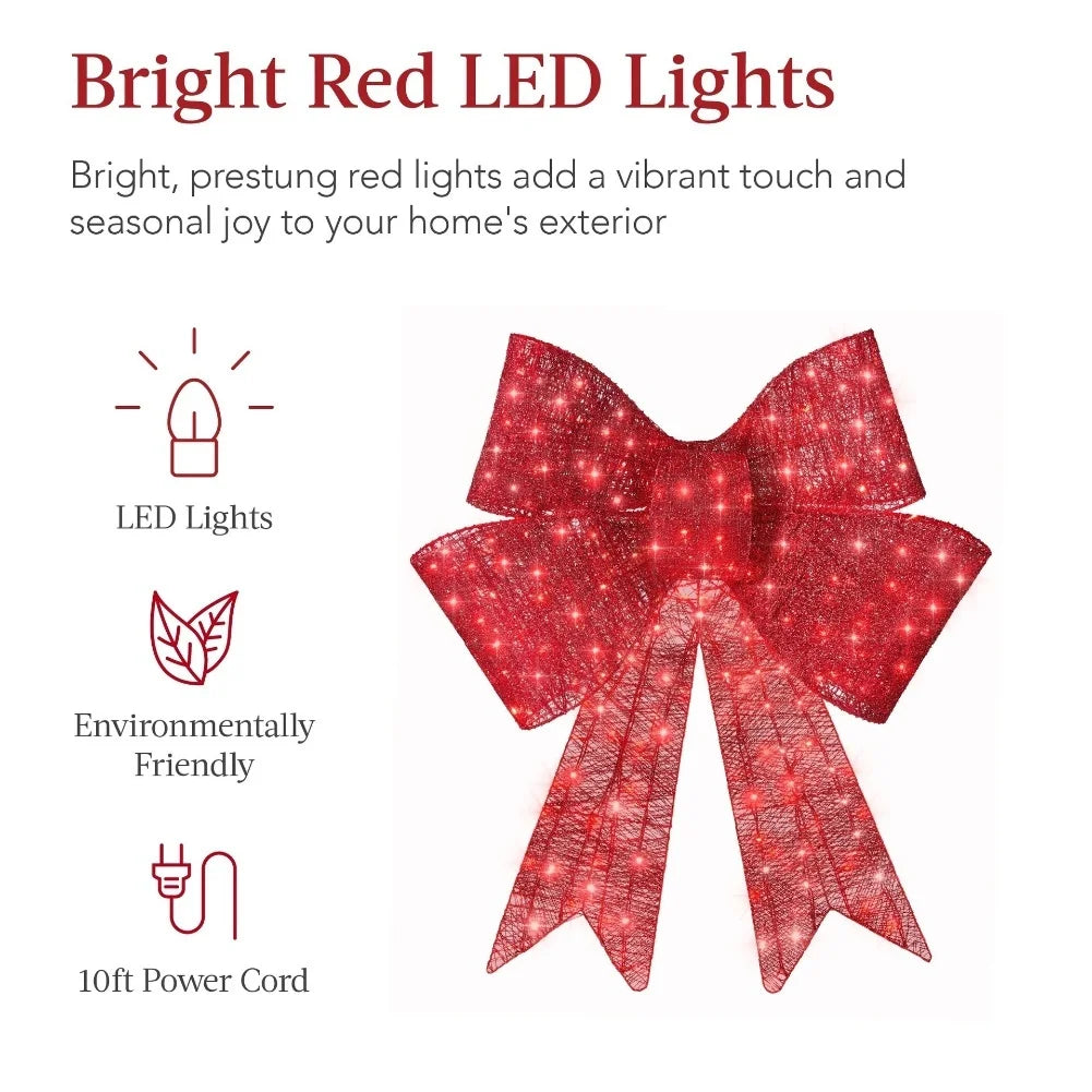 Outdoor Pre-lit XL Christmas Bow LED Lighting Yard Decoration