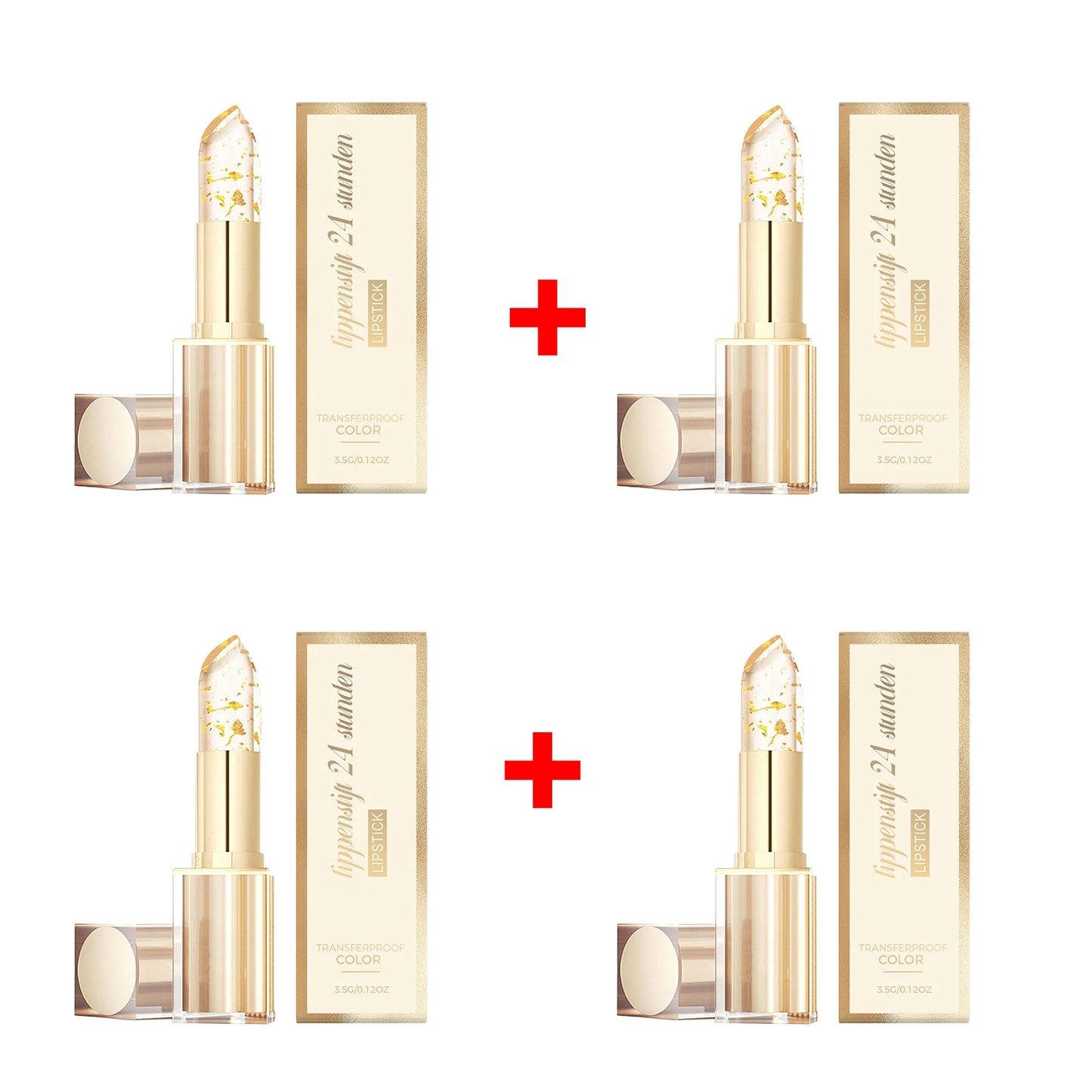 Color Changing Lipstick High Shine Fade Lip Line Gold Nourishing Lipstick Non-stick Long Lasting Moisturizing Lip Balm Peaceful Pleasures Health and Wellness 4 X 3.5g boxed
