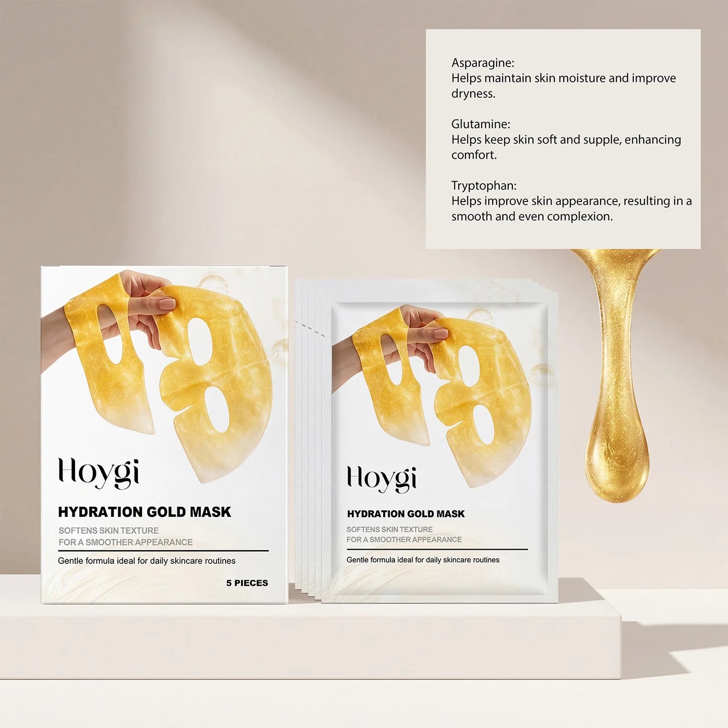 24K Gold Sheet Mask – Niacinamide & Collagen Firming, 4-Pack