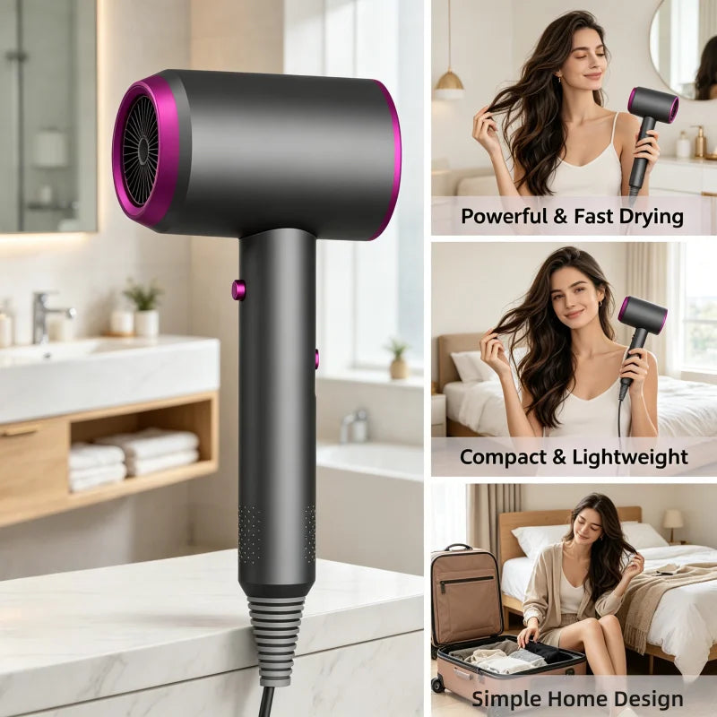 Negative Ionic Hair Dryer Blow Dryer With Concentrator Nozzle Hot Cold Wind Fast Drying Salon Household Hair Styling Tool Peaceful Pleasures Health and Wellness
