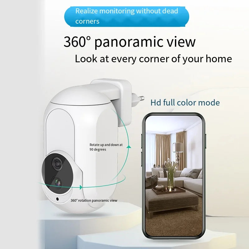 Tuya Wall Plug In Camera Wifi 360° 1080P Surveillance Home Security Protection Night Vision LED Lamp Light IP Cameras Peaceful Pleasures Health and Wellness