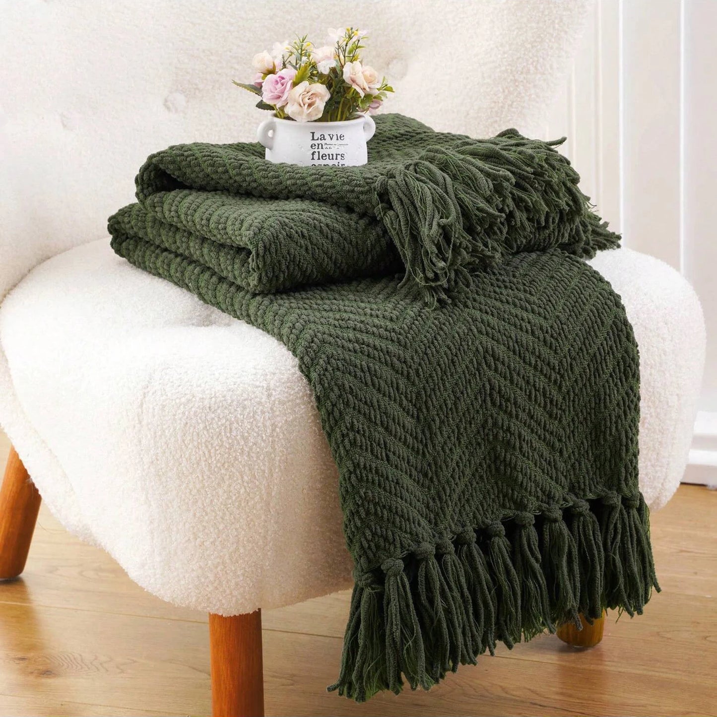 Battilo Chenille Knit Throw Blanket | Soft Couch & Sofa Throw