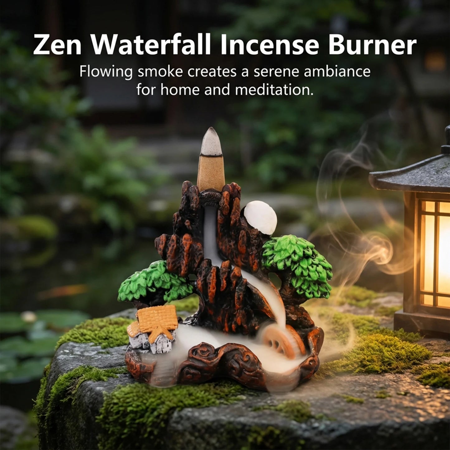 Resin Ceramic Backflow Incense Burners Home Decor Diffuser with Unique Smoke Downward Flow Design for Living Room Bedroom Peaceful Pleasures Health and Wellness