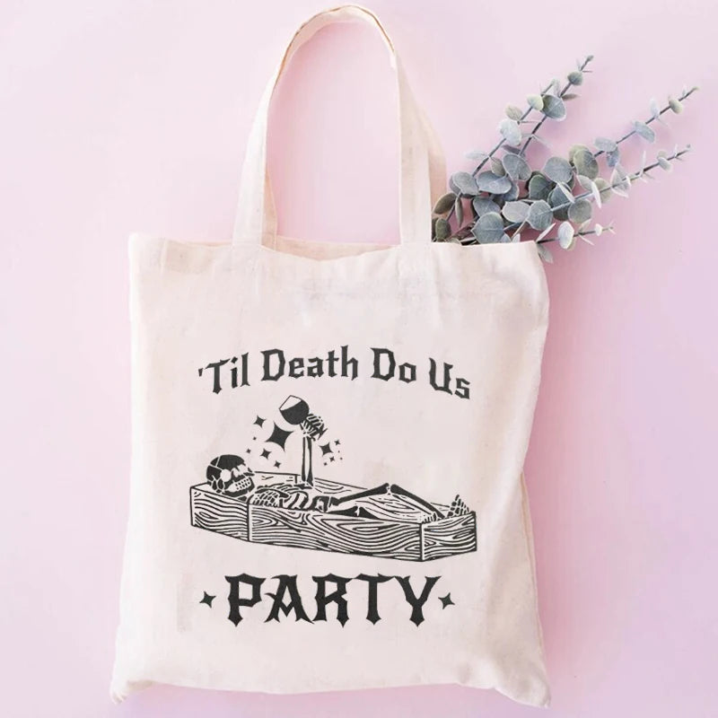 Gothic Bachelorette Tote Bag | Till Death Do Us Party Bride or Die