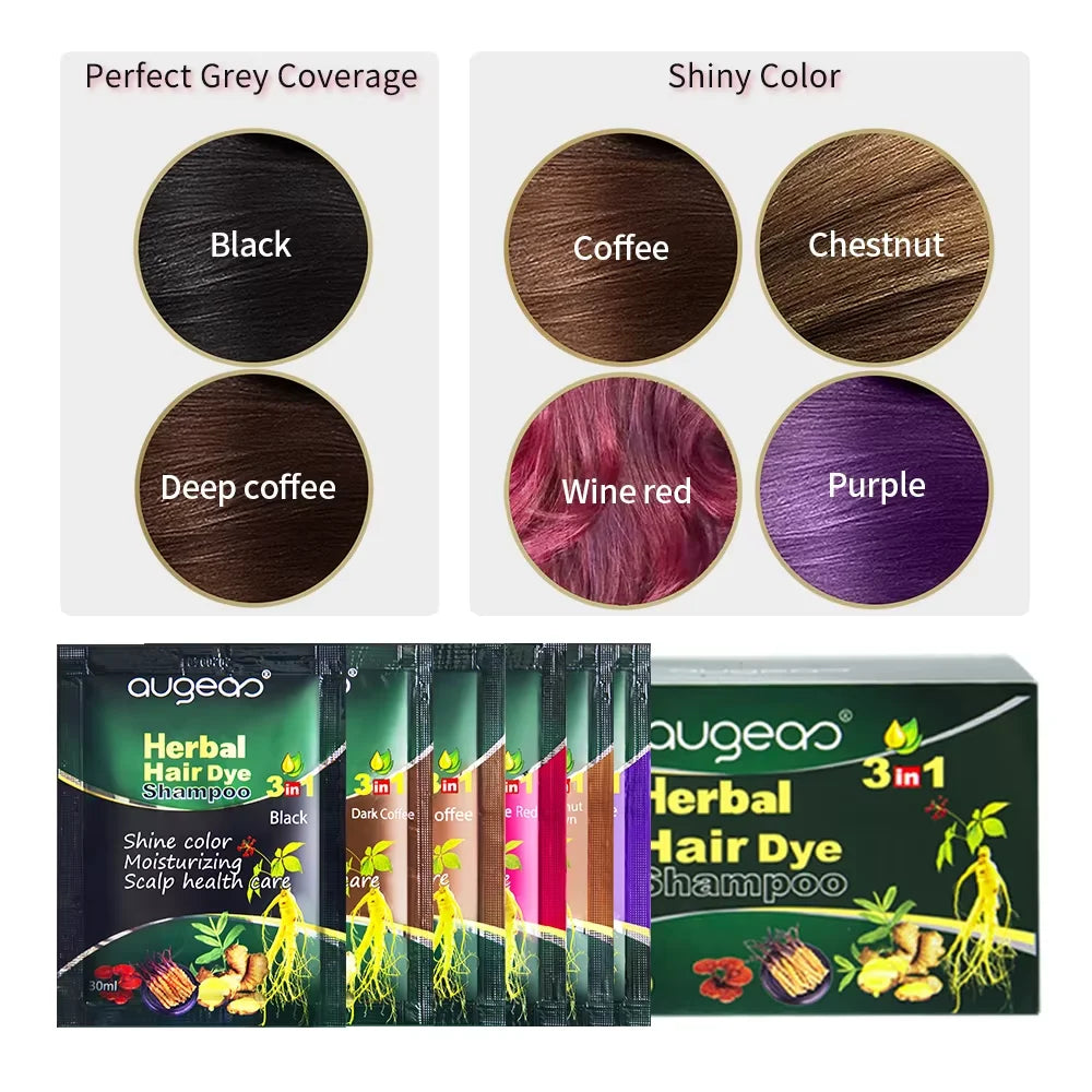 Natural Plant Hair Dye Shampoo – 6 Colors, Fast Gray Coverage, 30–500ml Peaceful Pleasures Health and Wellness
