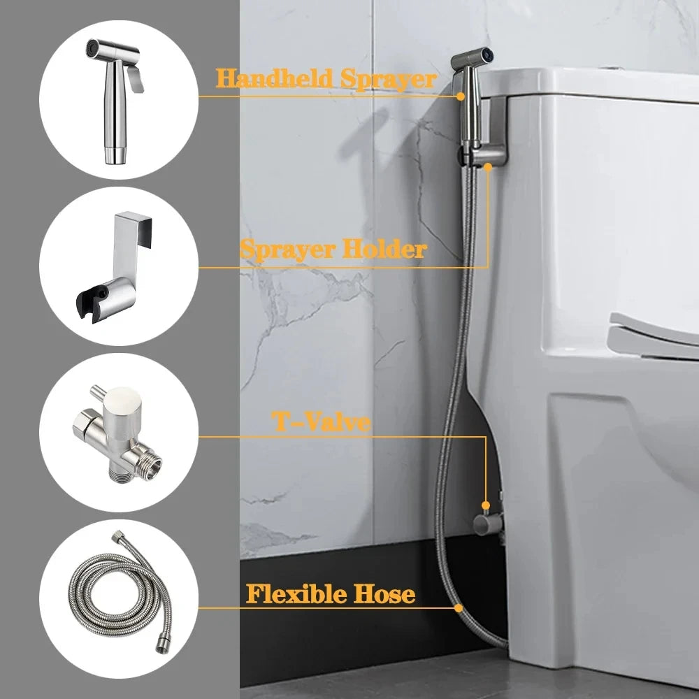 Handheld Bidet Sprayer Set – Stainless Steel Toilet Sprayer Kit