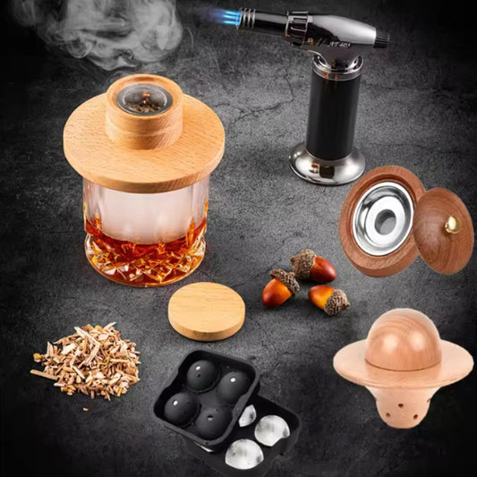 Hot Cocktail Whiskey Smoker Kit Old Fashioned Drink Smoker Infuser with Ice Ball Mold Gift for Drink Lover Men Husband Friend Peaceful Pleasures Health and Wellness