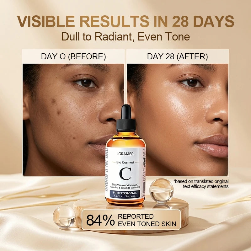 30ml/60ml Vitamin C Face Serum Lifting Firming Facial Fade Fine Lines Anti-aging Essence Moisturizing Brighten Nourish Skin Care Peaceful Pleasures Health and Wellness