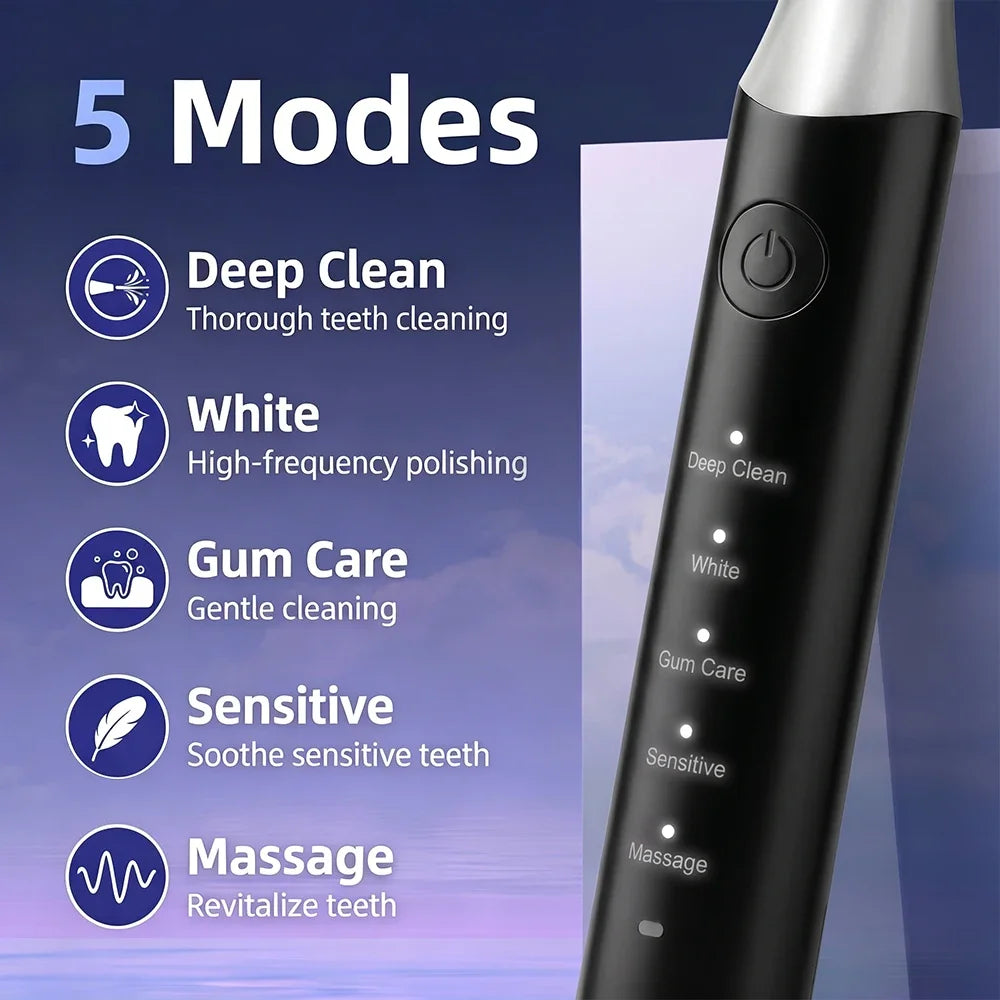 AFDEAL Sonic Electric Toothbrush – 5 Modes, IPX7, 4 Heads
