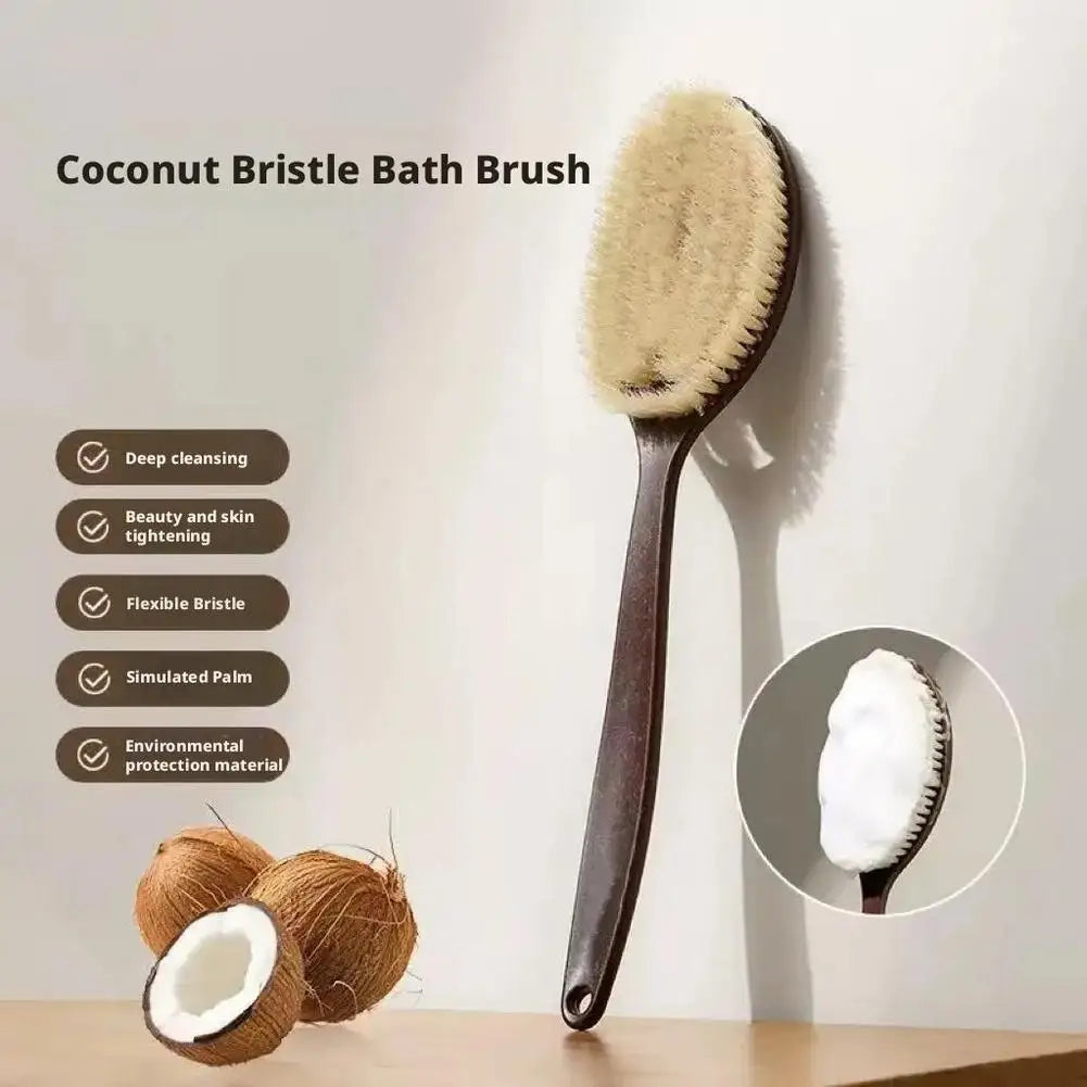 Long Handle Back Scrubber with Natural Coconut Bristles – Dry Brushing, Exfoliation & Circulation Body Brush Peaceful Pleasures Health and Wellness