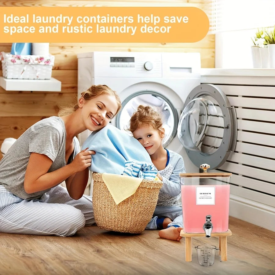 Laundry Detergent Dispenser with Stainless Steel Tap – Liquid Soap & Fabric Softener Dispenser