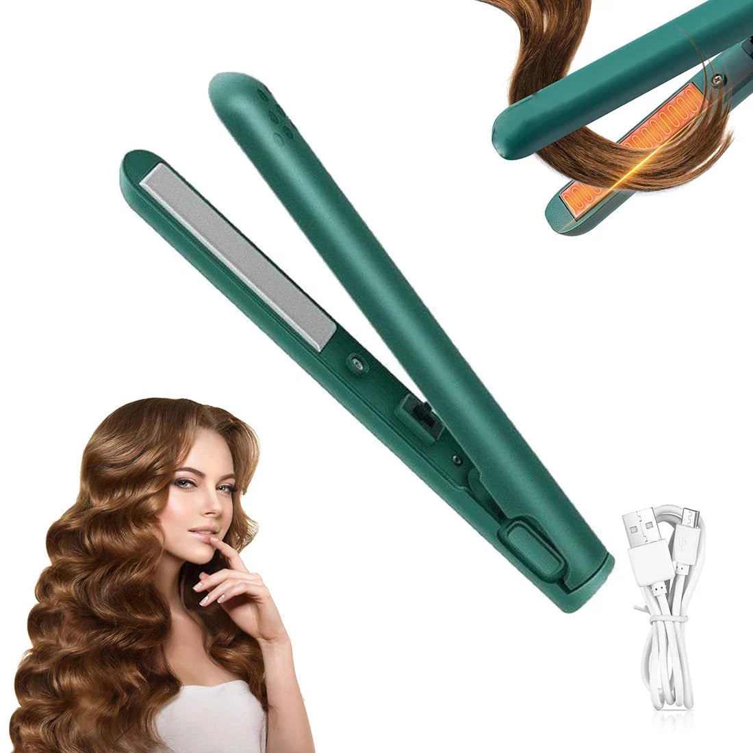 2-in-1 Mini Hair Straightener & Curler | Portable Travel Flat Iron