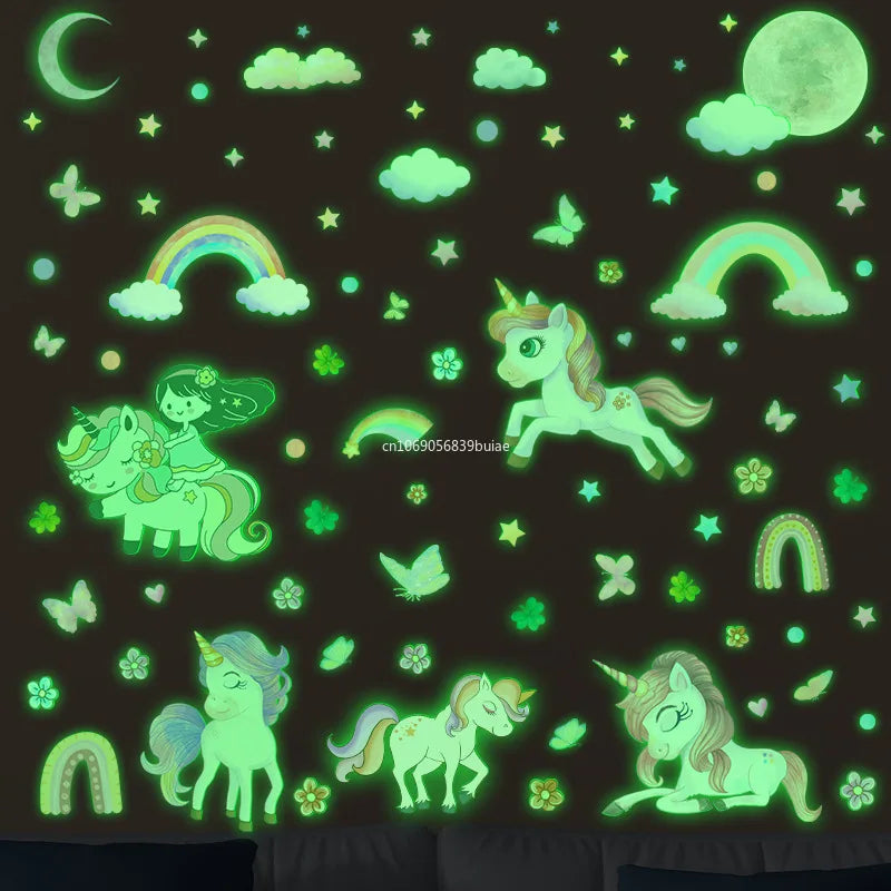 Unicorn Stars Luminous Wall Sticker Baby Kids Room Decoration Decals Bedroom Background Decor Glow in The Dark Wall Paper Decor Peaceful Pleasures Health and Wellness
