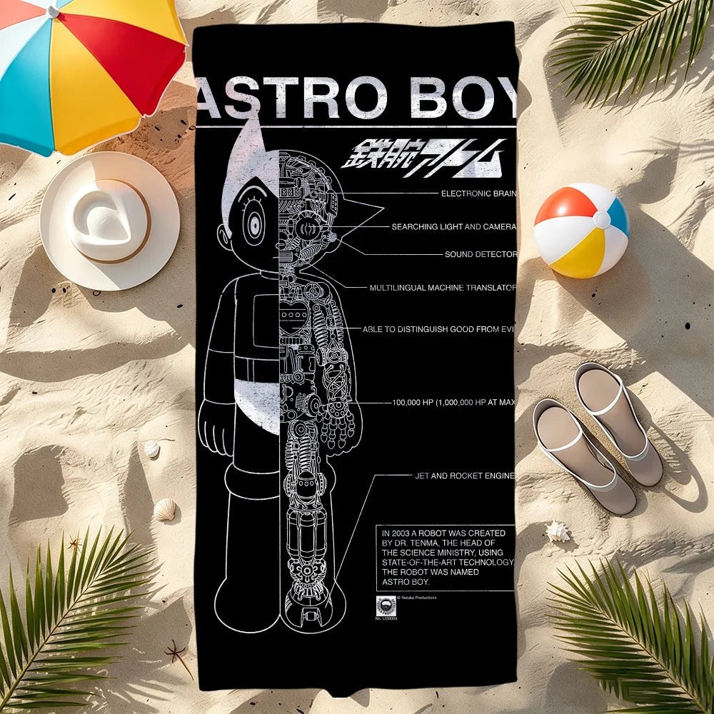 Cute Astro Boy Quick-Dry Beach Towel | Soft Pool & Travel Towel Quick-Dry Beach Towel Peaceful Pleasures Health and Wellness