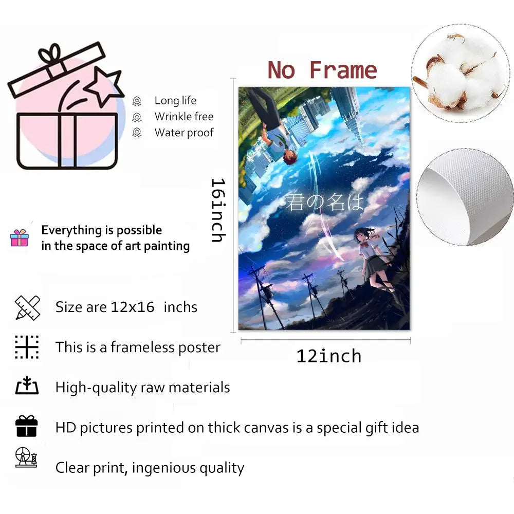 Your Name Anime Canvas Poster | Waterproof Wall Art Decor Anime Canvas Poster Peaceful Pleasures Health and Wellness