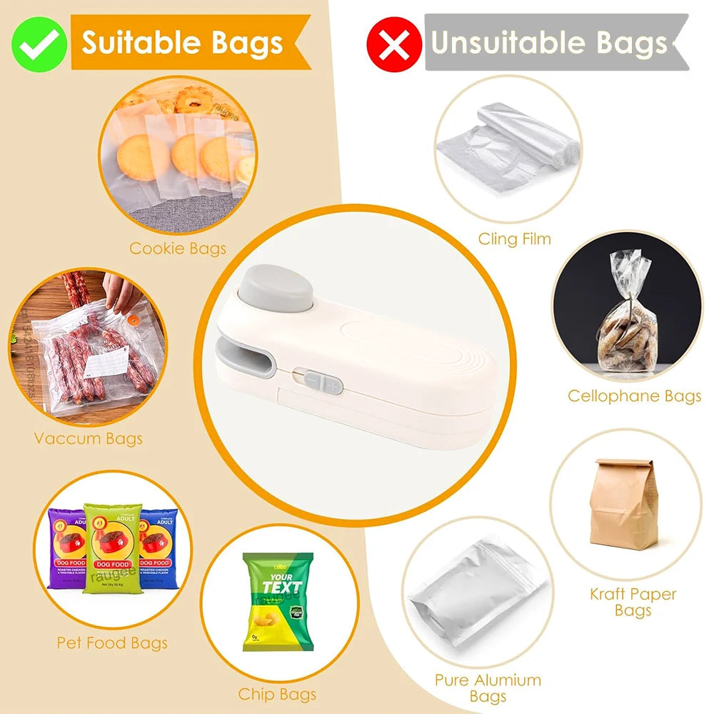 Mini Heat Sealer Plastic Bags Heat Sealing Machine Food Storage Packaging Bag Sealer Portable Handheld Plastic Bag Heat Sealer Peaceful Pleasures Health and Wellness