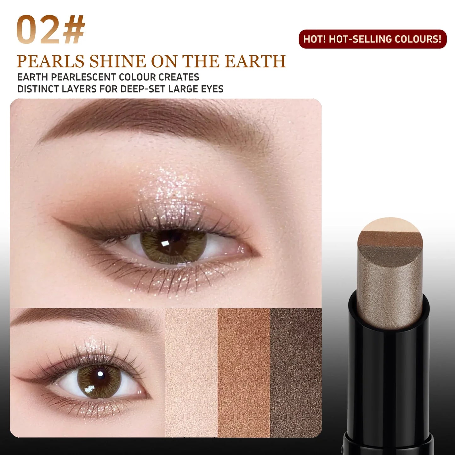 O'Cheal 3-Color Glitter Eye Shadow Stick – Waterproof & Long-Lasting