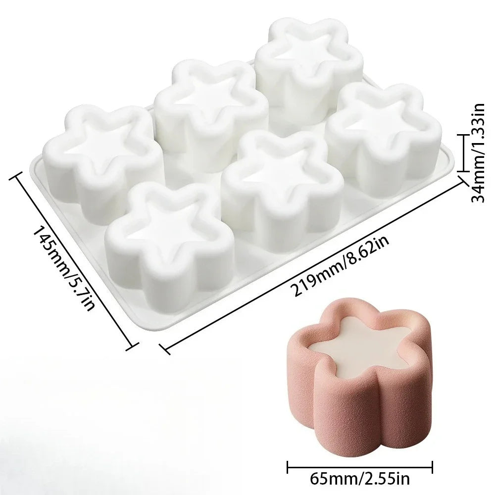 Silicone Molds for Baking, Flower Heart Star Shape Chocolate Mousse Cake Molds, Reusable Pastry Dessert Cups, Wedding Cake Peaceful Pleasures Health and Wellness B star 1pc
