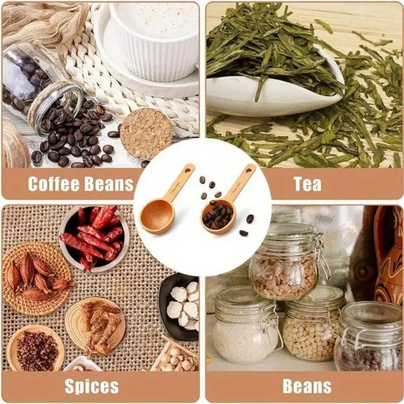 Wooden Measuring Spoon Beech & Walnut 7.5–45ML | Kitchen Tool