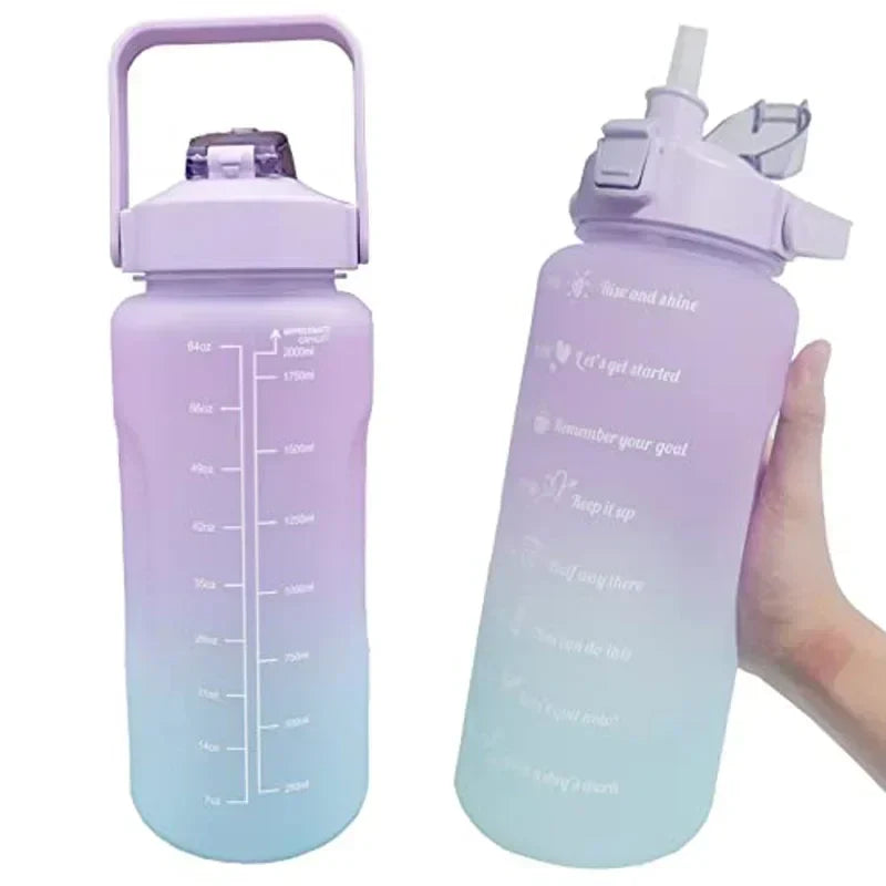 2L Motivational Sports Water Bottle | BPA-Free Tritan & Straw