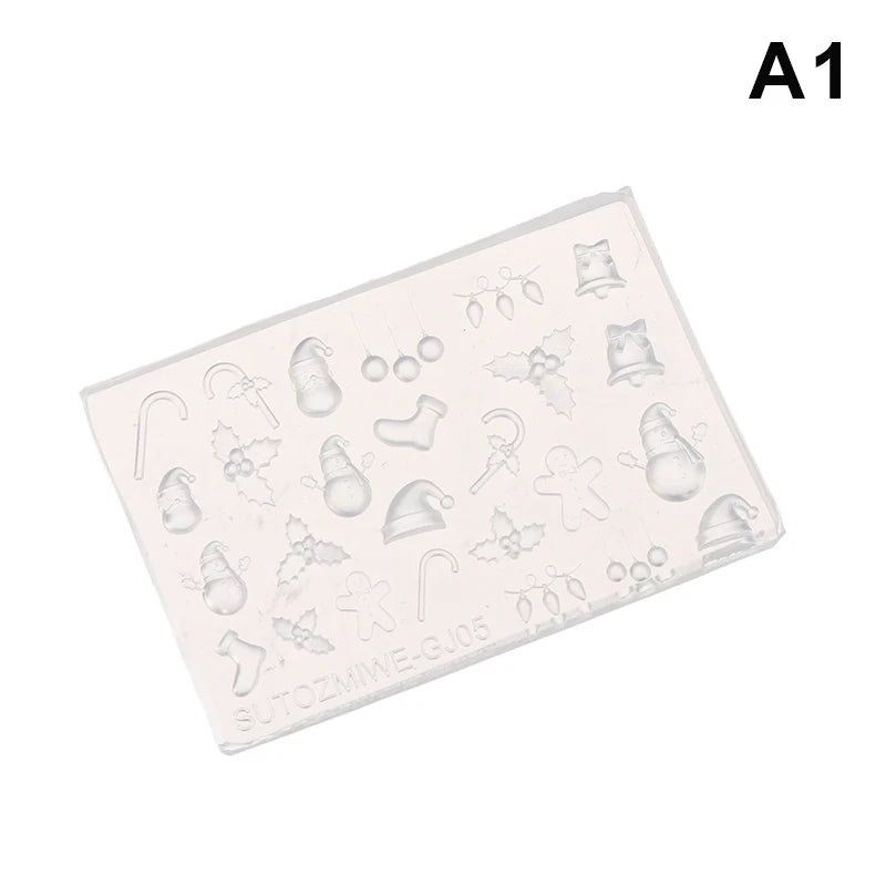 3D Silicone Nail Mold For DIY Nail Art Christmas Tree Snowman Bell Gingerbread Man Transparent Design Template Manicure Tool Peaceful Pleasures Health and Wellness A1