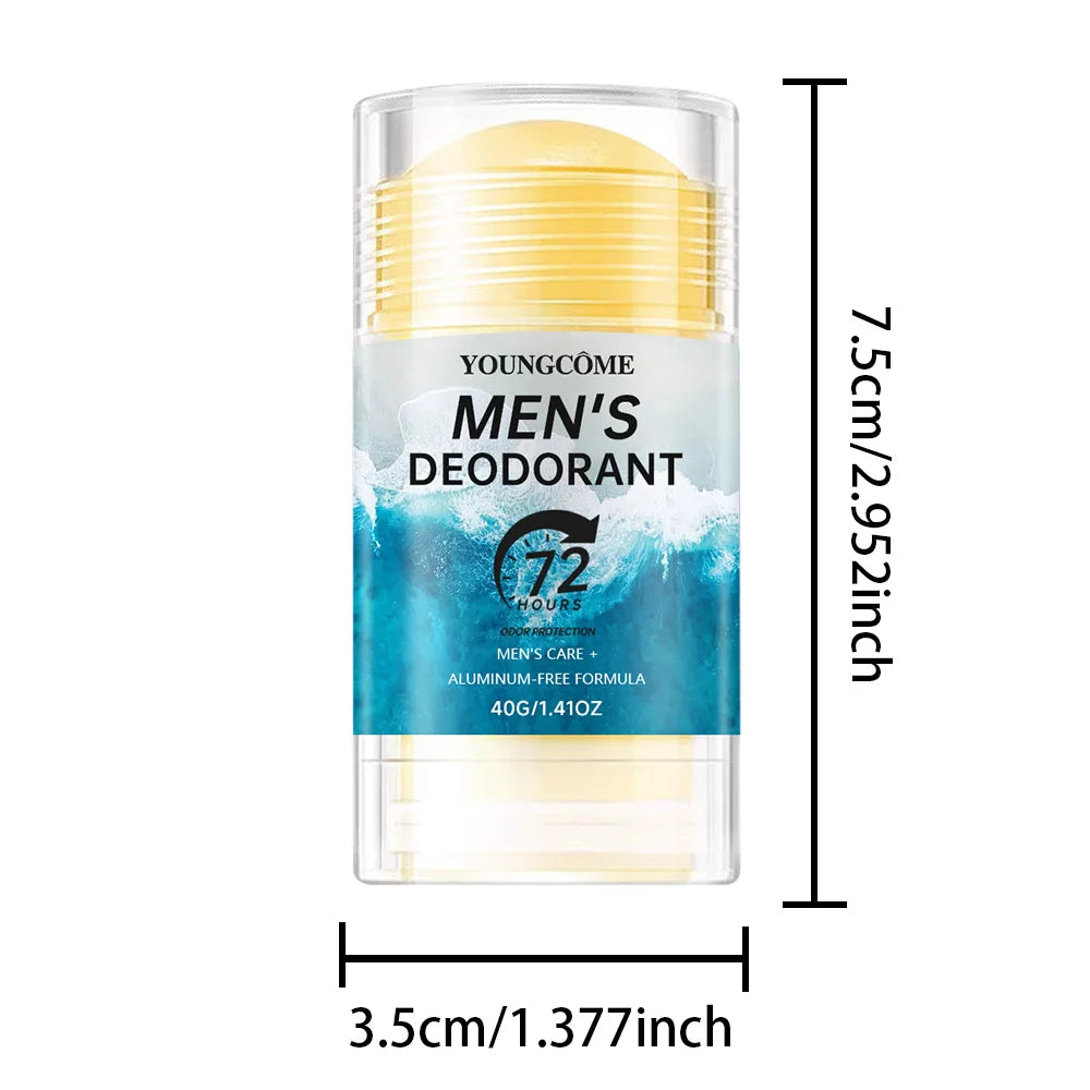 YOUNGCOME 72H Men's Deodorant Stick – Anti-Sweat Odor Control Men's Deodorant Stick Peaceful Pleasures Health and Wellness 40g