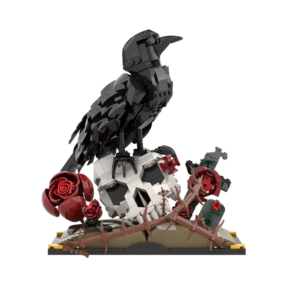 Gothic Crow Skull Roses MOC Building Blocks Set – 733 Pcs