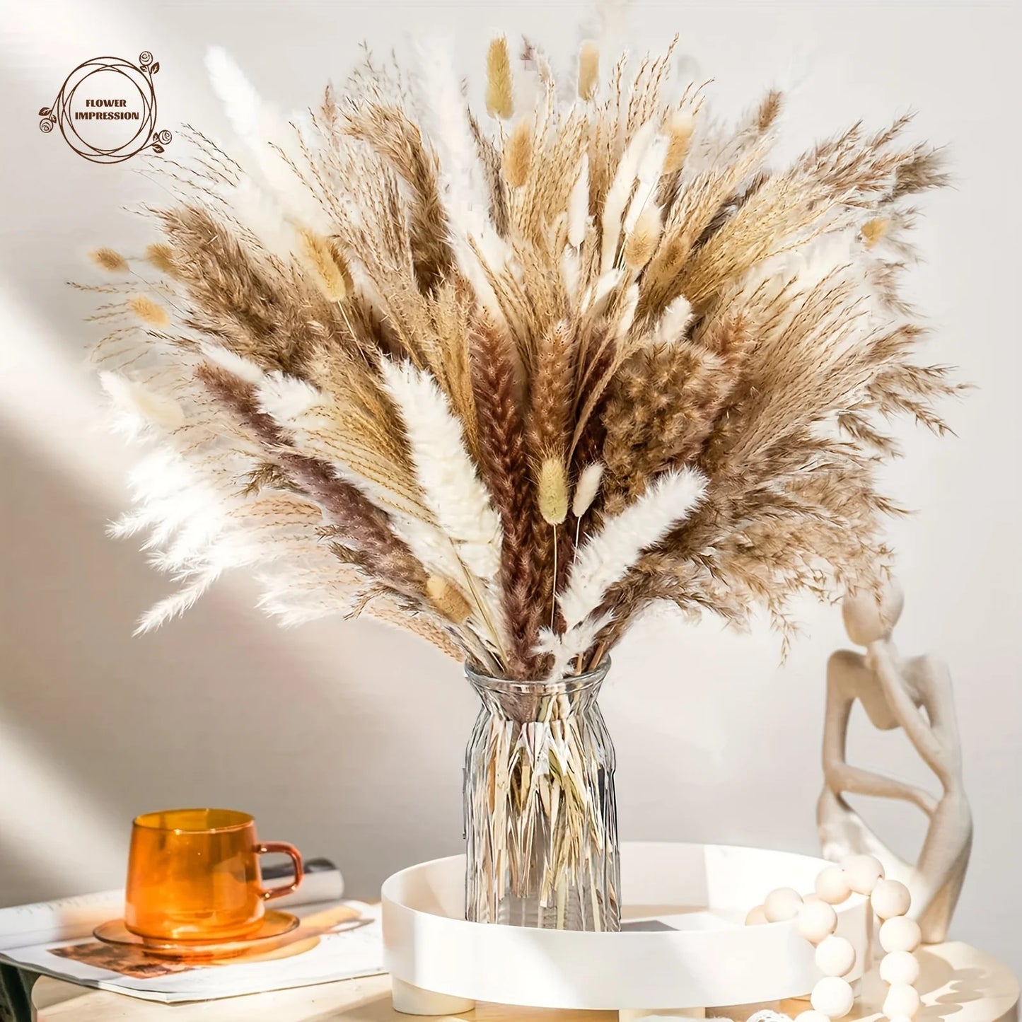 100pcs Dried Pampas Grass Bouquet | Boho Wedding & Home Decor