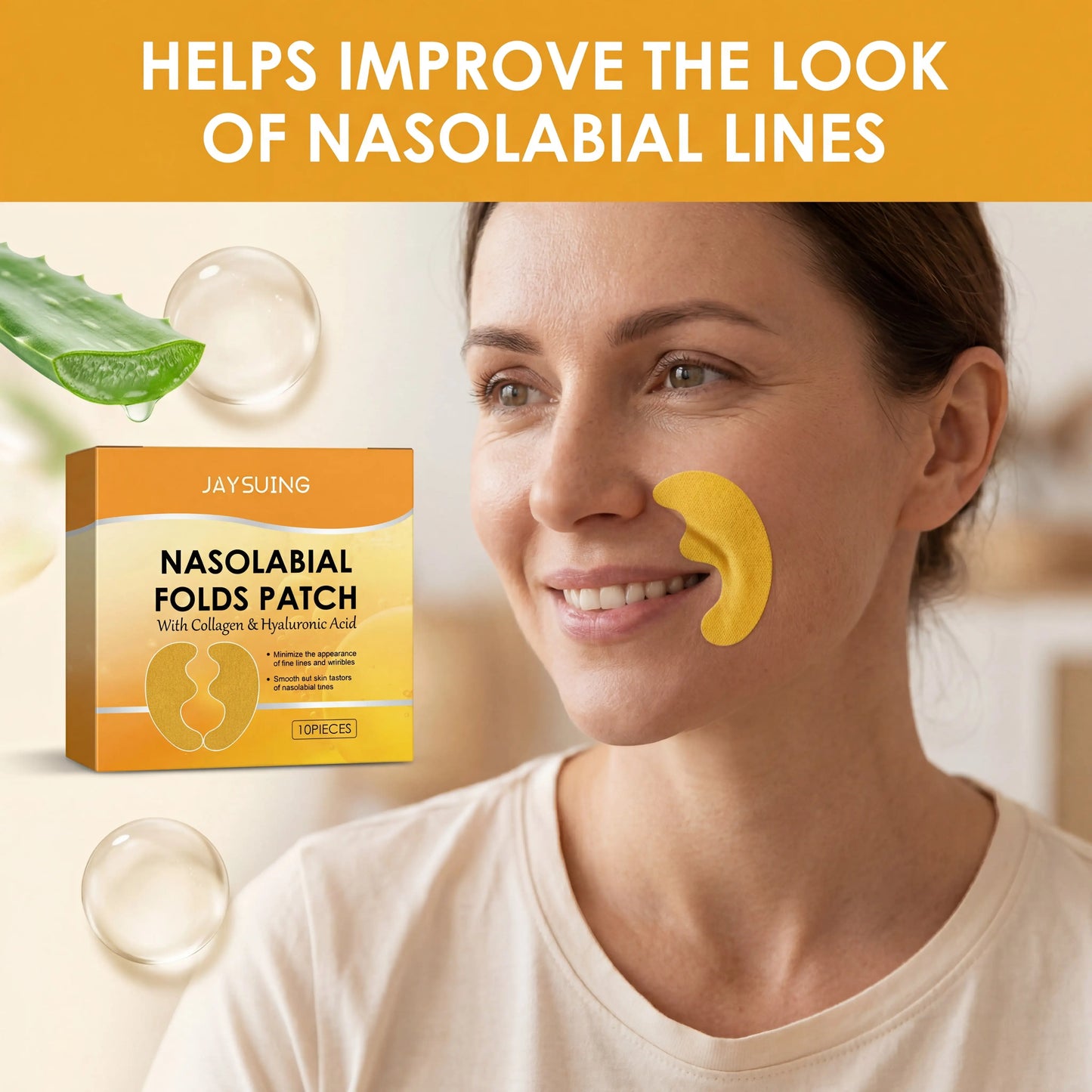 Jaysuing Nasolabial Fold Firming Patches – Hydrating, 10 Pcs