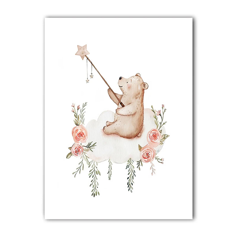 Teddy Bear Moon Nursery Canvas Wall Art | Kids Room Poster Nursery Canvas Print Peaceful Pleasures Health and Wellness 04 40x60cm No Frame China Mainland