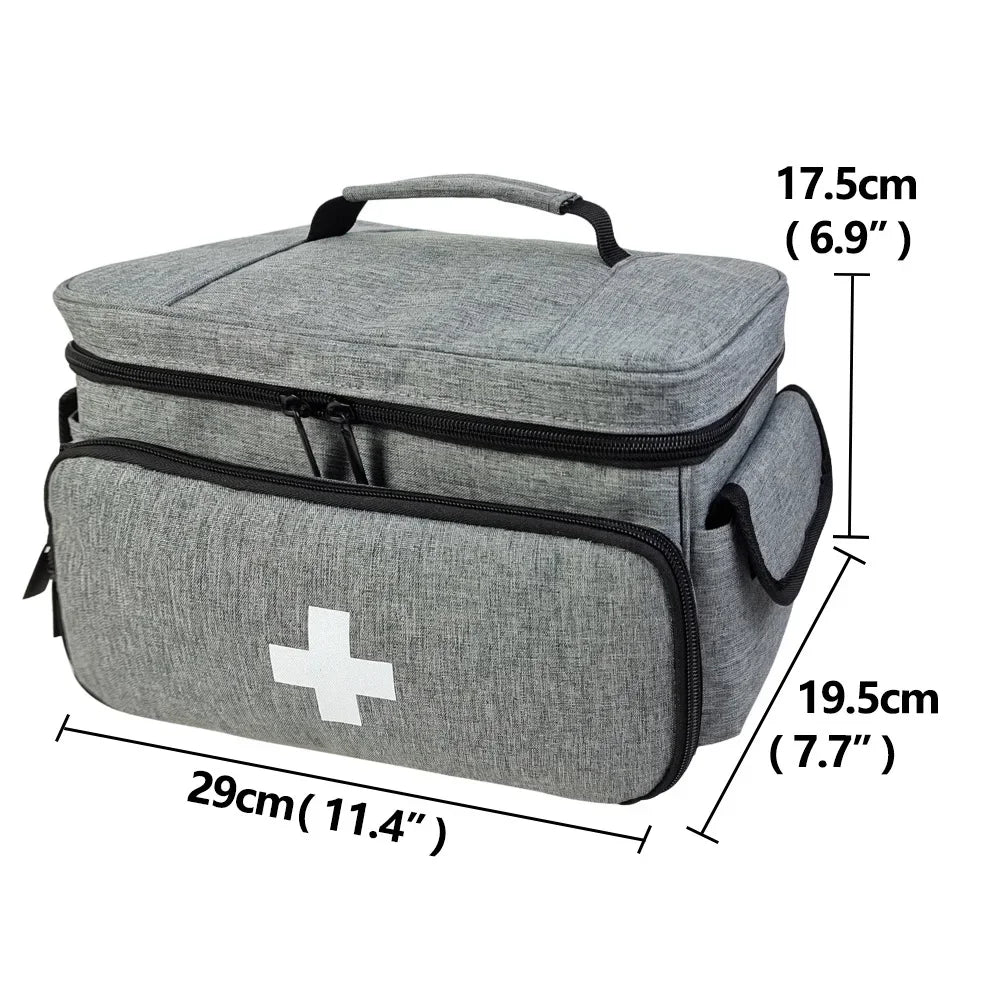 Travel First Aid Kit Bag for Home Medical Carry Bag Multifunctional Storage Organizer Layered Medicine Boxes Medicine Cabinet Peaceful Pleasures Health and Wellness GRAY