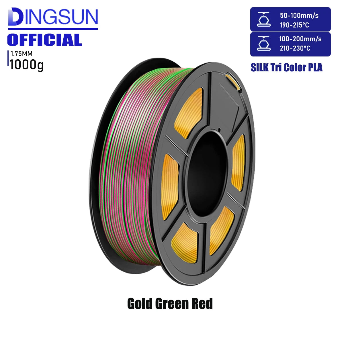3D Maliang Tri-Color Silk PLA Filament 1.75mm | 4-Pack 250g