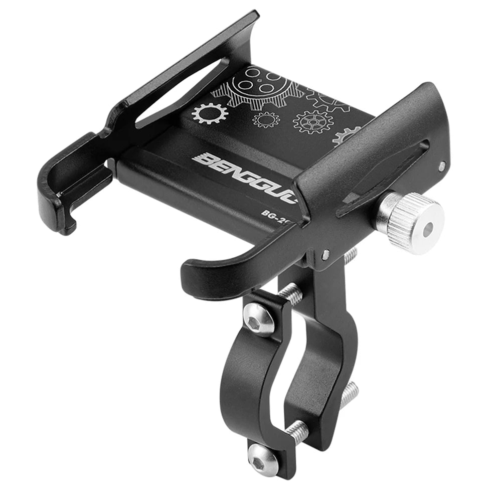 Phone Mount Support Aluminium Alloy Handlebar Mobilephone Support 360 Degree Rotation Shockproof Cycling Equipment Peaceful Pleasures Health and Wellness Black