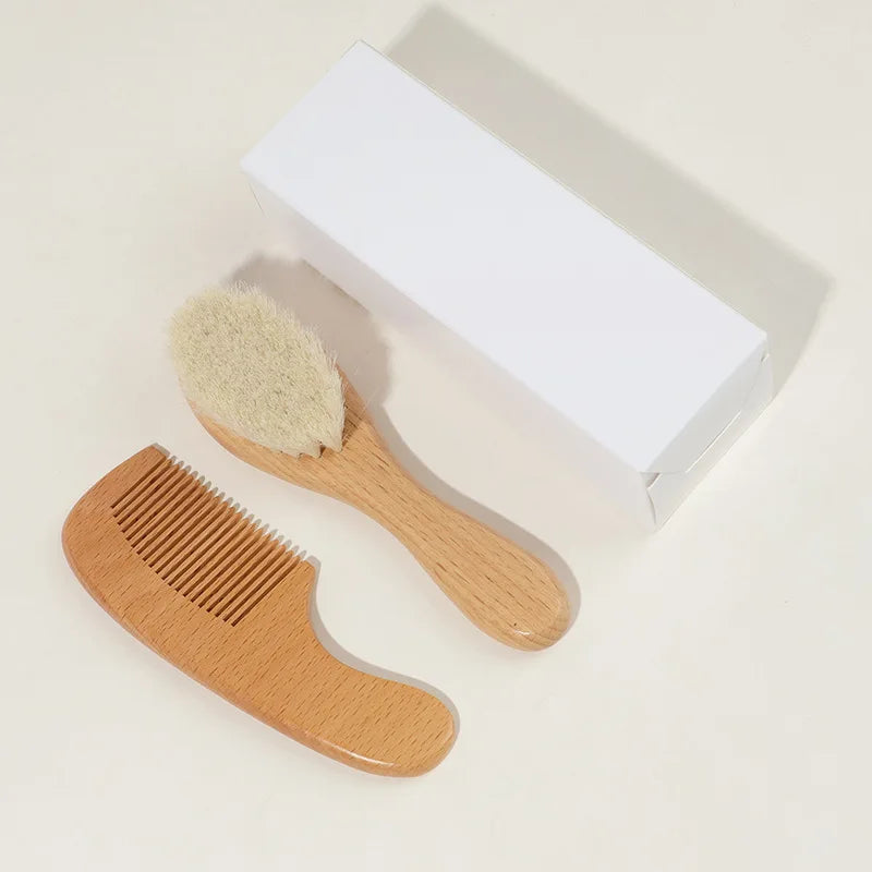 Baby Beech Wood Comb & Bath Brush Set | Gentle Grooming Kit